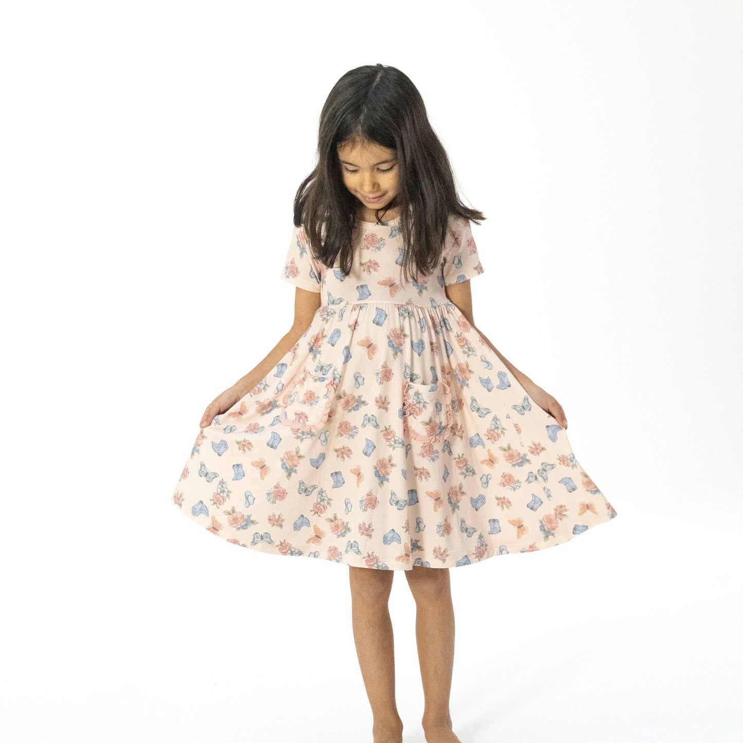 Angel Dear | Country Girl Boots - Twirly Dress with Ruffle Pockets