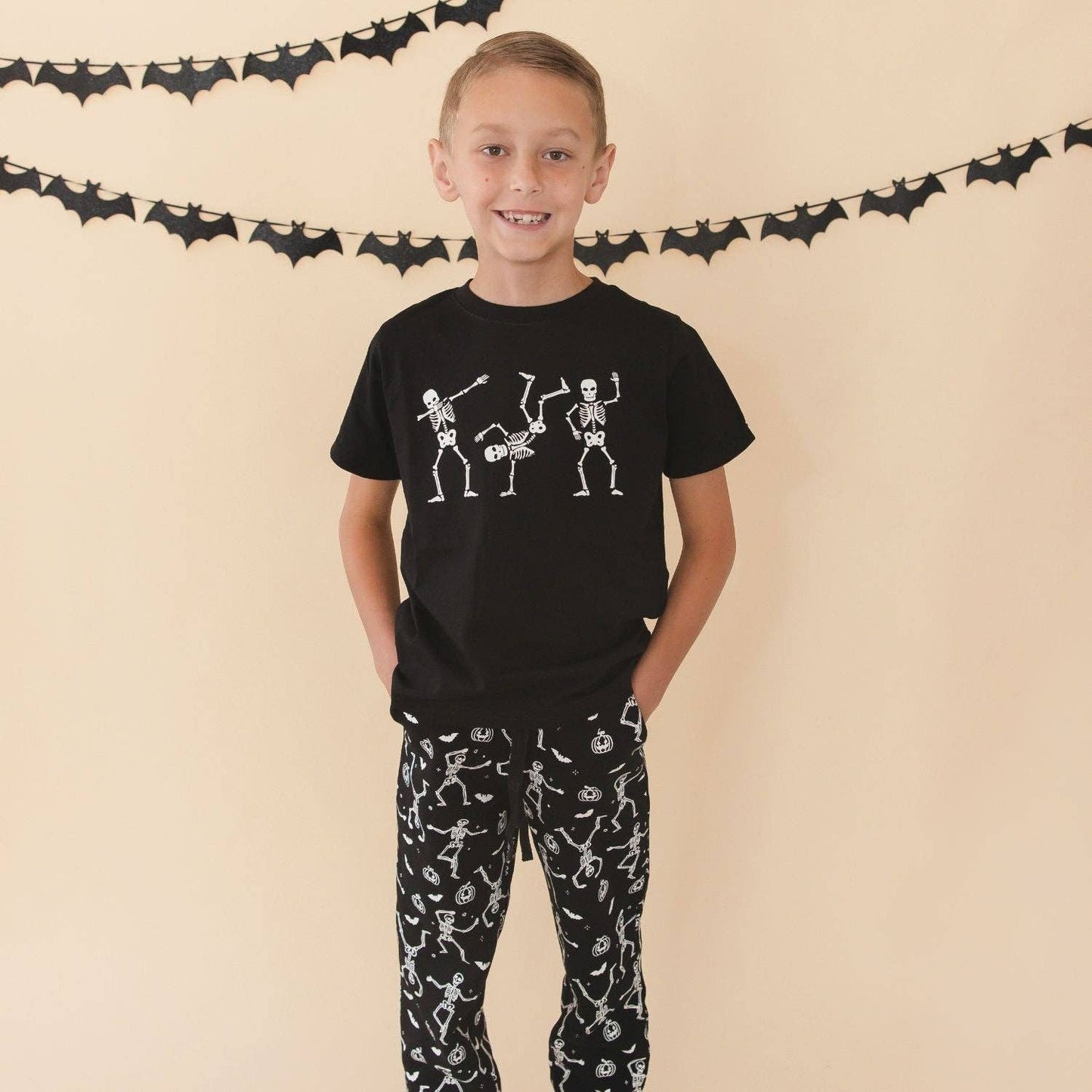 Glow In The Dark Silly Skelly Halloween Short Sleeve T-Shirt