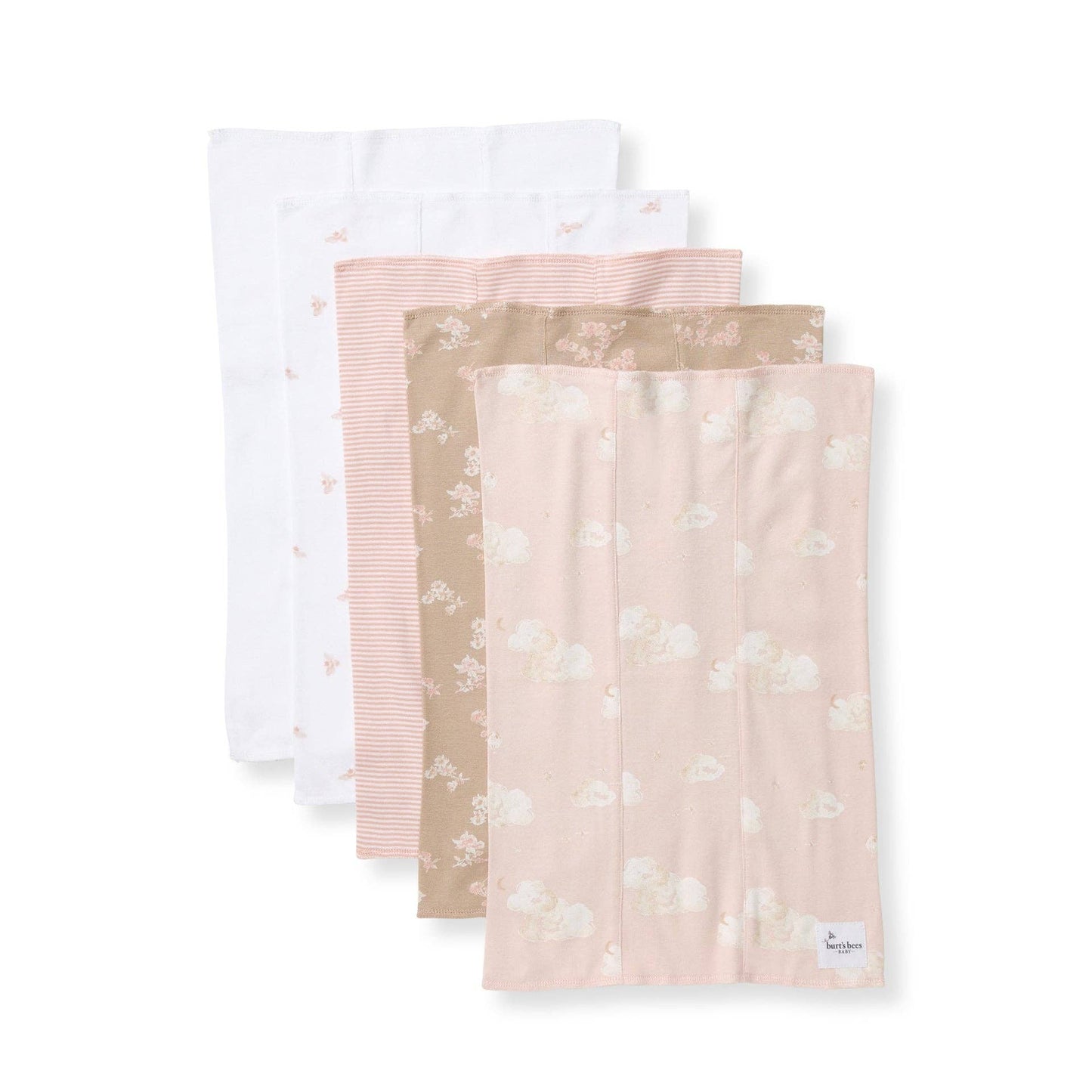 Whimsical Floral Burp Cloths 5 Pack | Organic Cotton