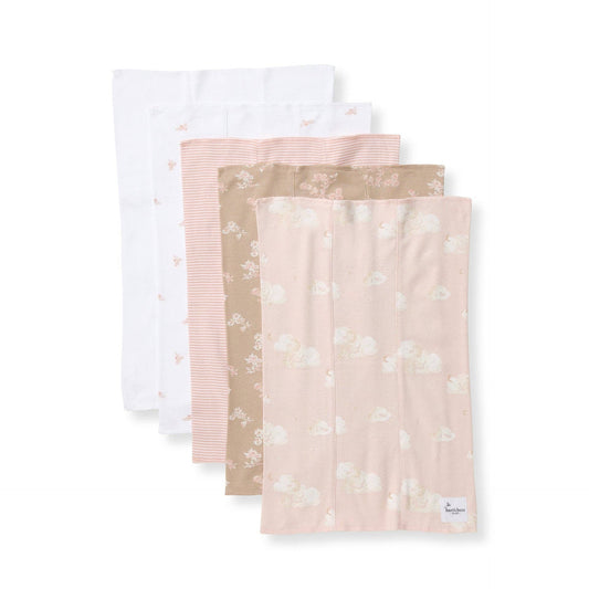 Whimsical Floral Burp Cloths 5 Pack | Organic Cotton