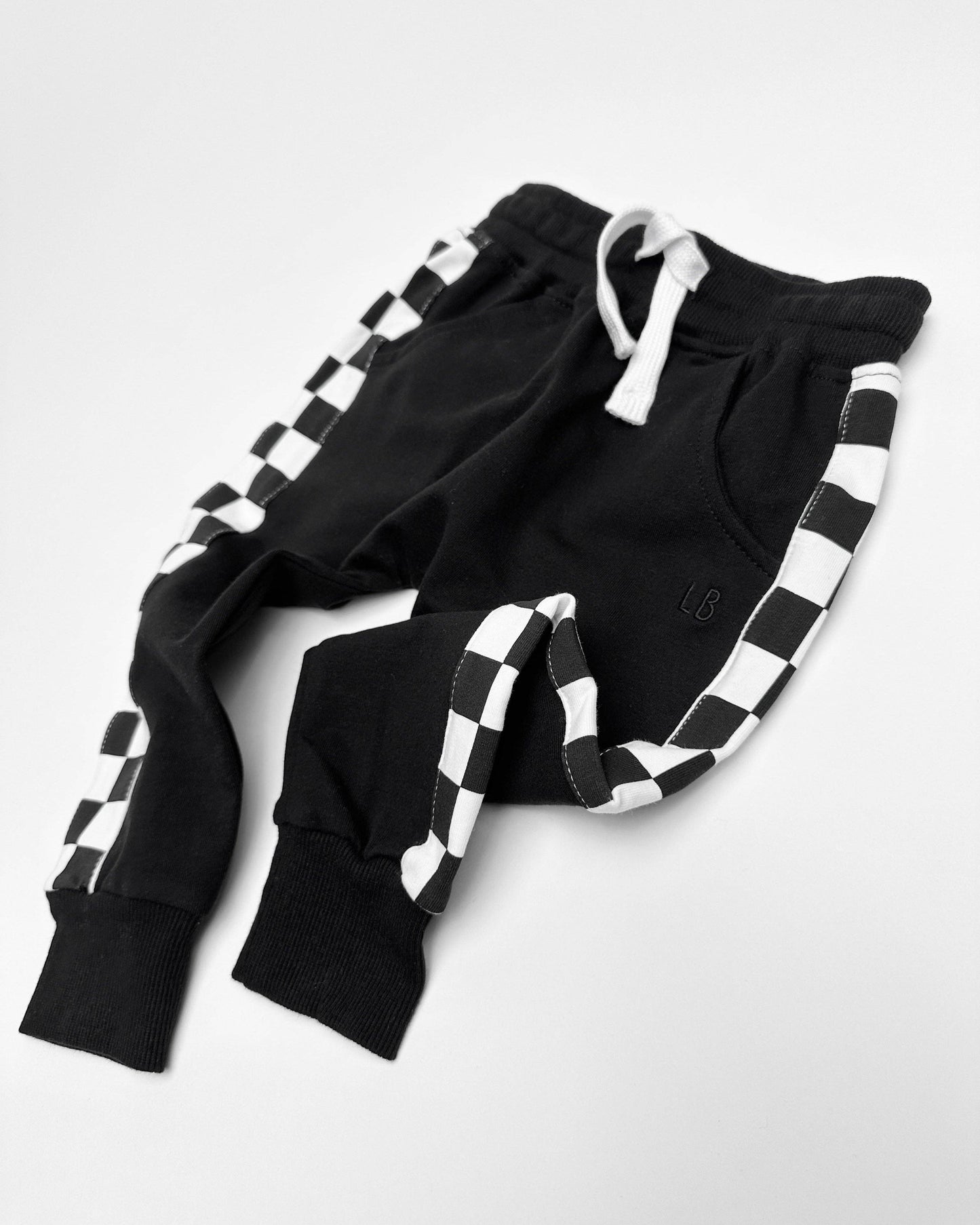Side Checkered Joggers and Pullover Set