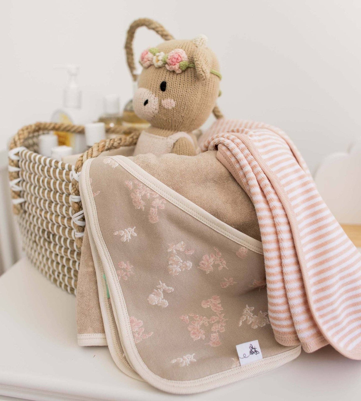 Whimsical Floral Knit Terry Towels Set of 2 | Organic Cotton