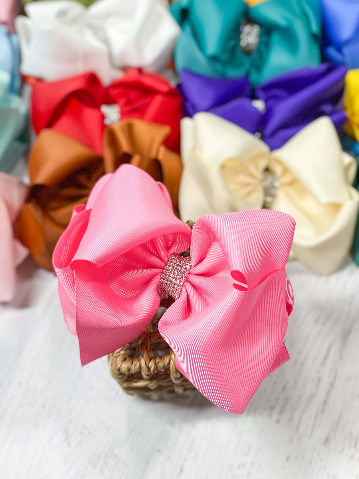 Oversize Rhinestone Hair Bows - Alligator Clip - 5.5"