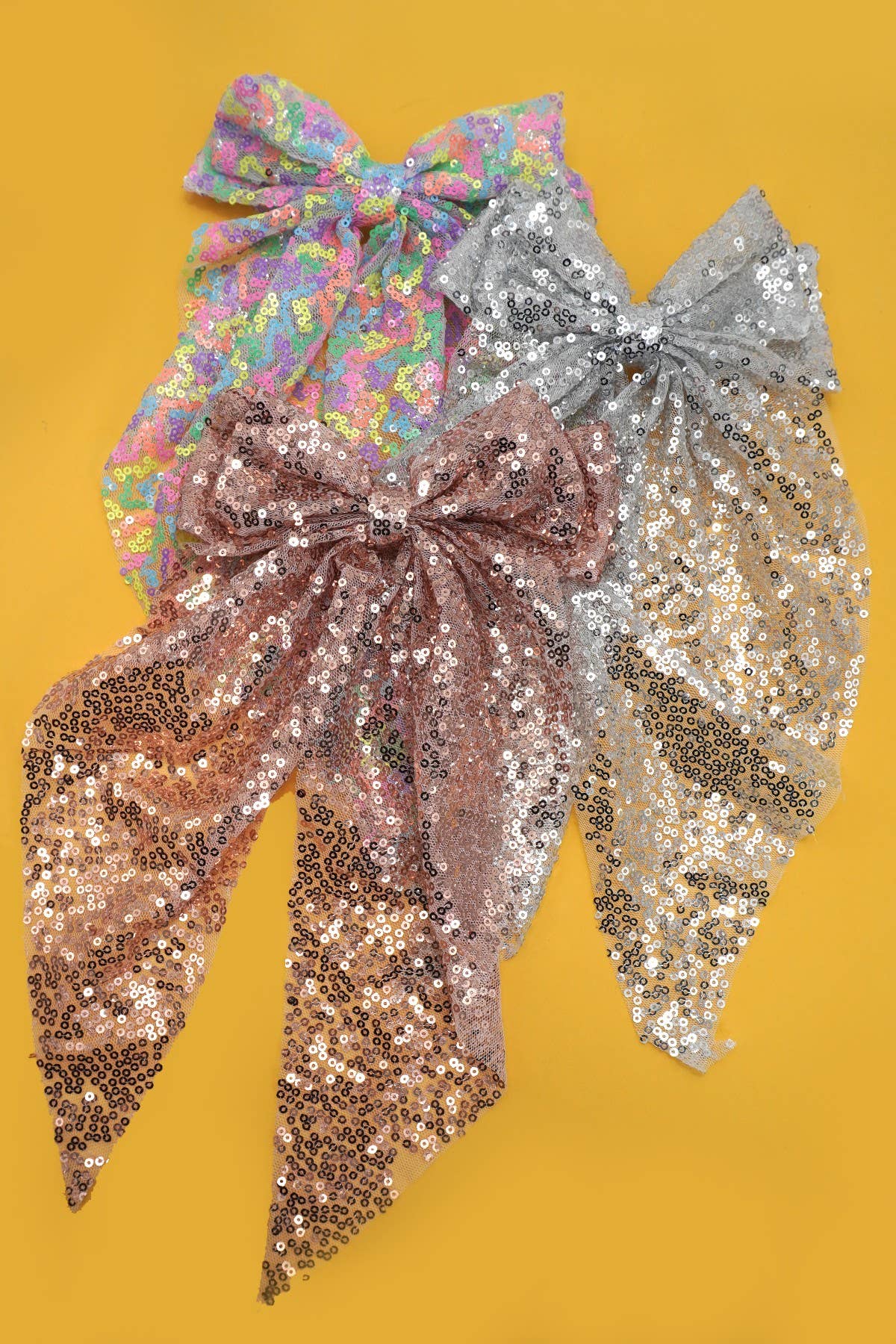 Sequin Glitter Organza Bow Ribbon Hair Clip