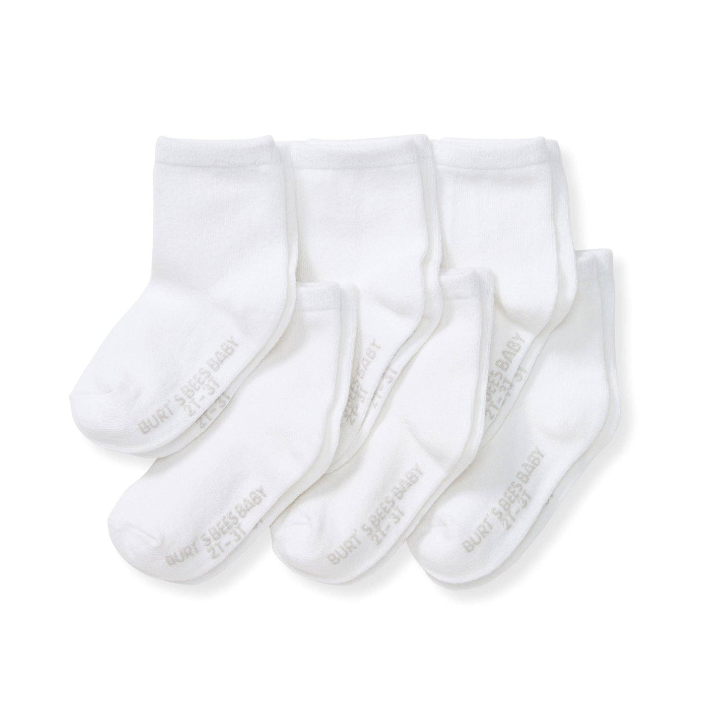 Burt's Bees Baby - Solid Organic Cotton Baby Crew Socks 6 Pack White