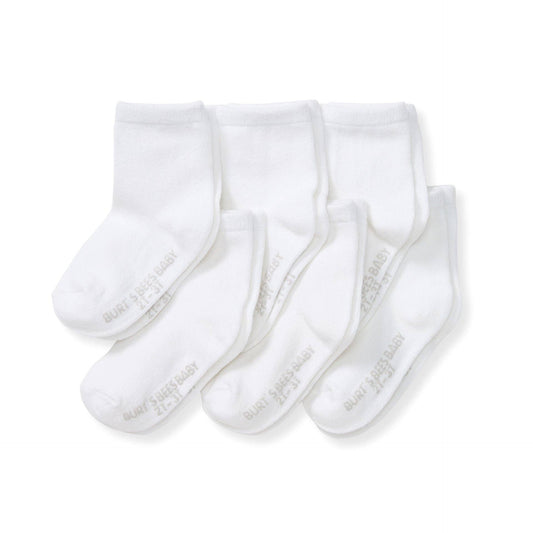 Burt's Bees Baby - Solid Organic Cotton Baby Crew Socks 6 Pack White