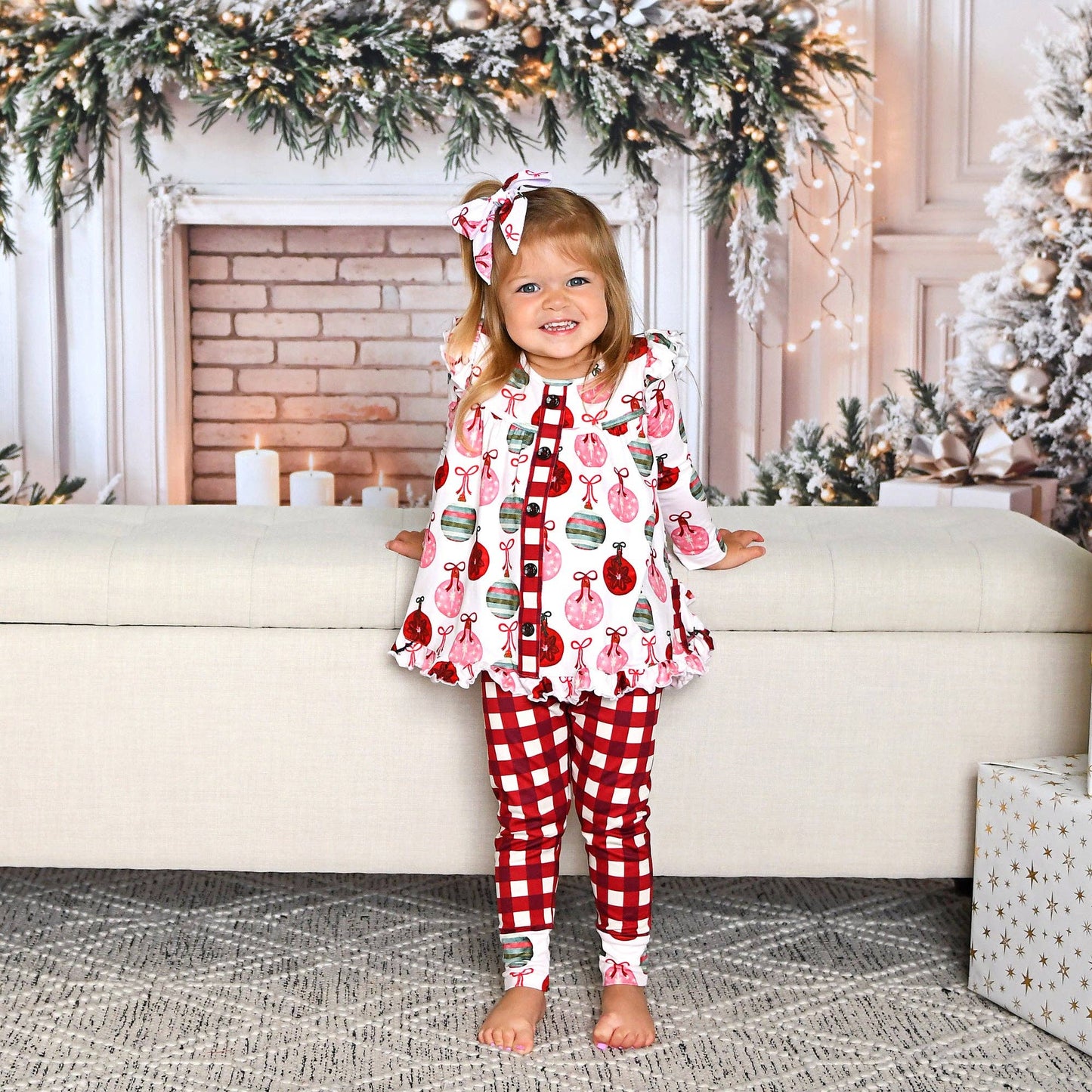 Kit Ornaments and Plaid Peplum Set