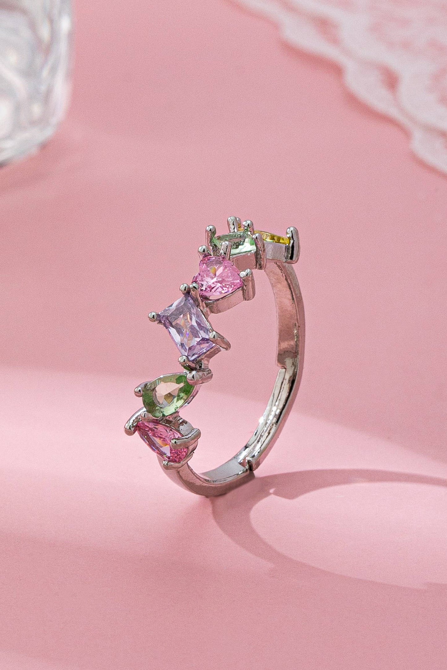 Adjustable Rainbow Gem Eternity Ring