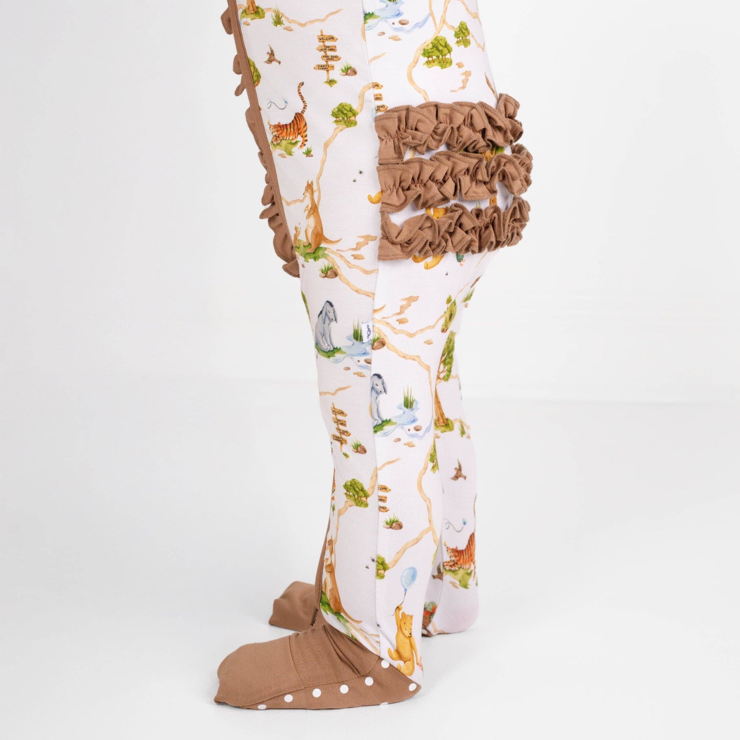 Oh Bother, It's Bedtime Ruffle Baby Bamboo Zipper Romper Pajamas