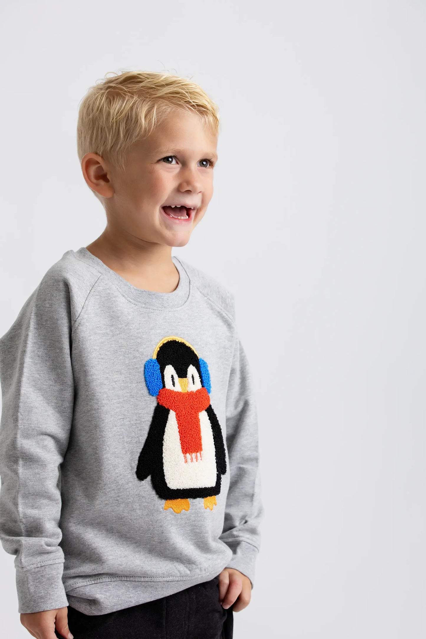 Bundled Up Penguin Embroidered Crewneck Sweatshirt | 100% Organic Cotton