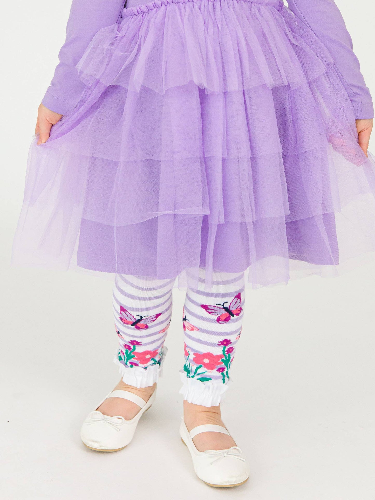 RuffleButts + RuggedButts - Girls Fluttering Fields Patterned Footless Ruffle Tights