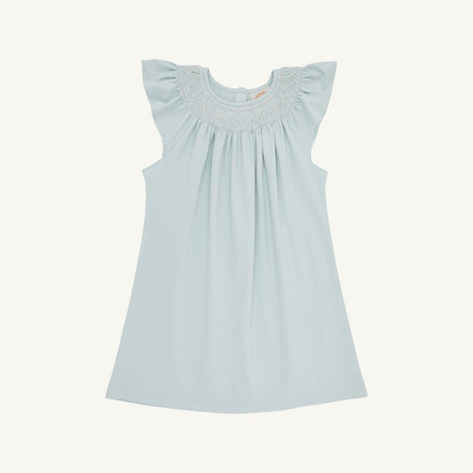 TBBC | Angel Sleeve Sandy Smocked Dress - Old Greenwich Green with Palmetto Pearl and Keeneland Khaki