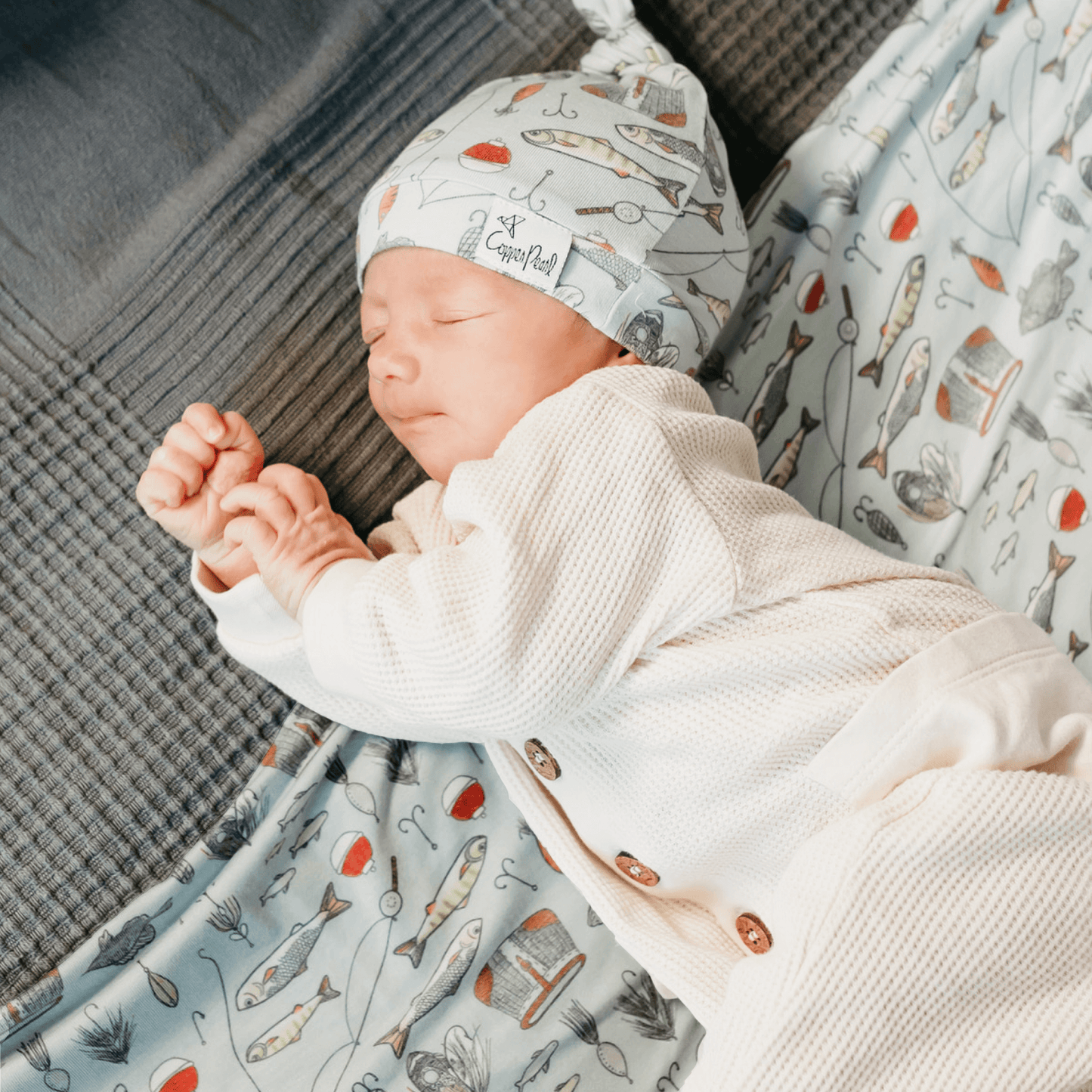 Copper Pearl | Knit Swaddle Blanket - Trout