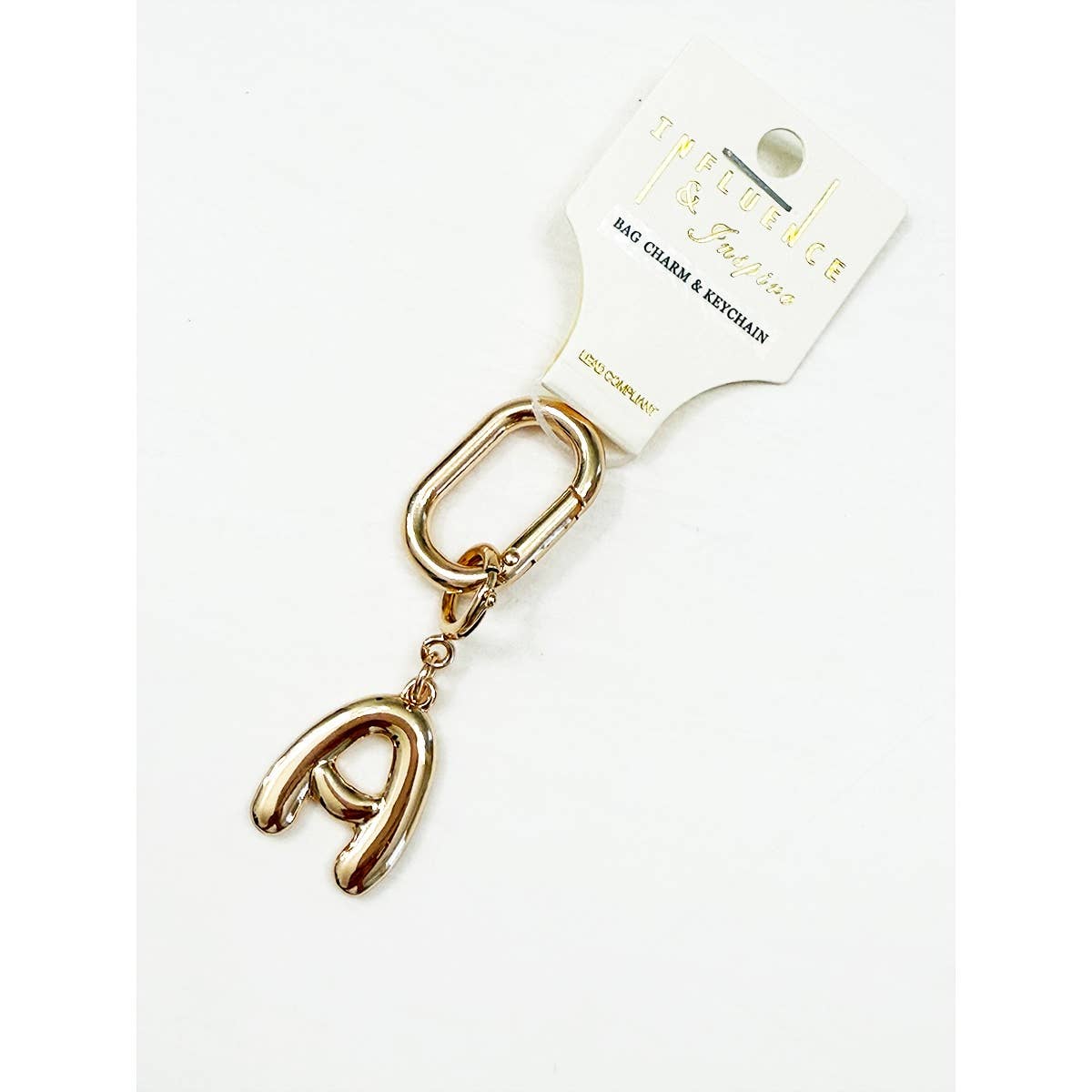 Gold Initial Bag Charm Key Chain