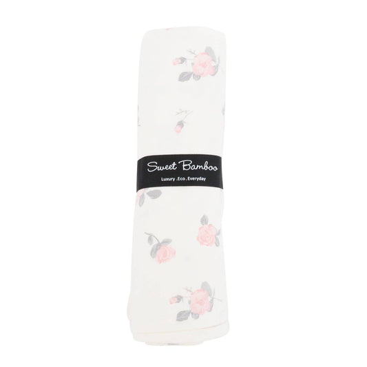 Sweet Bamboo - Oversized Swaddle - Roses White