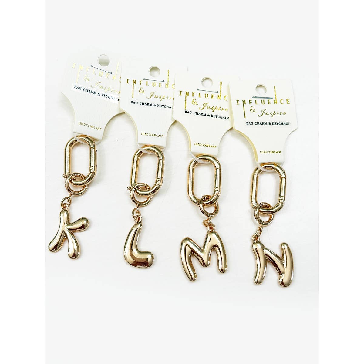 Gold Initial Bag Charm Key Chain