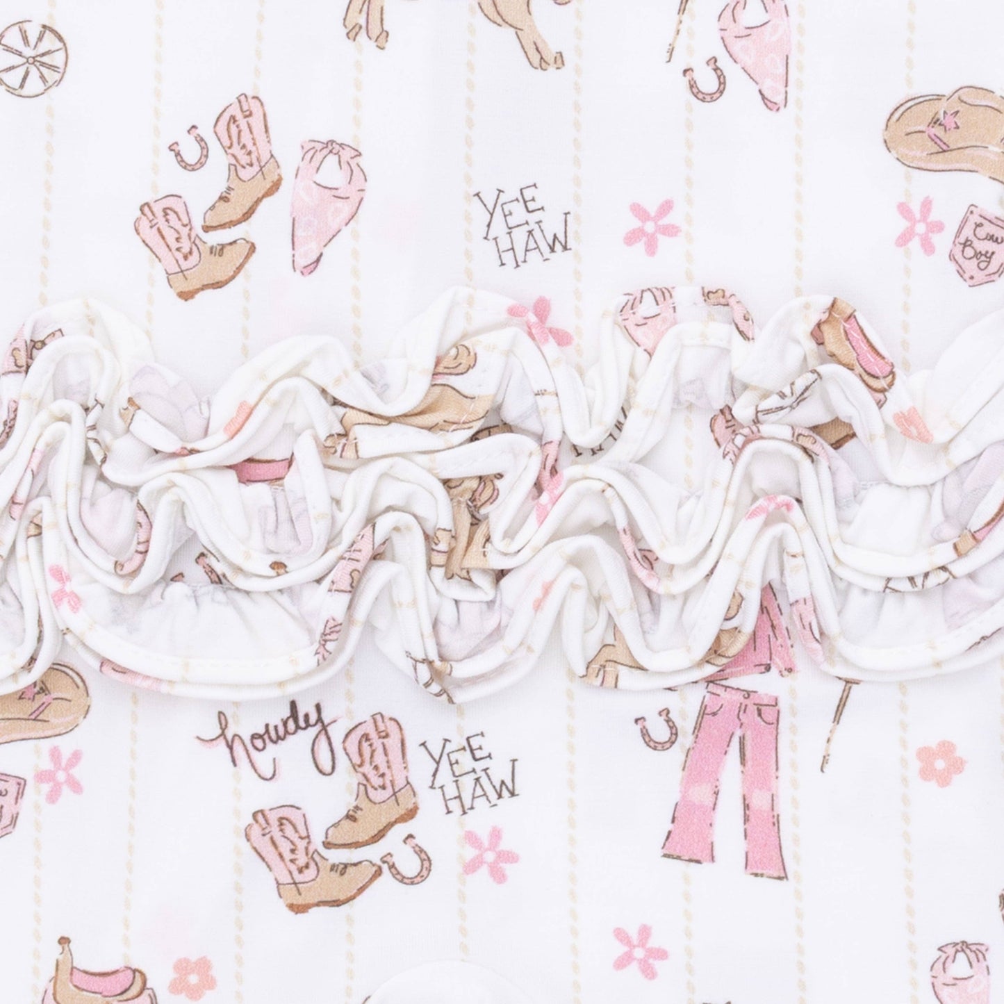 Angel Dear | Cowgirl Nursery - 2 Way Ruffle Front Zipper Footie