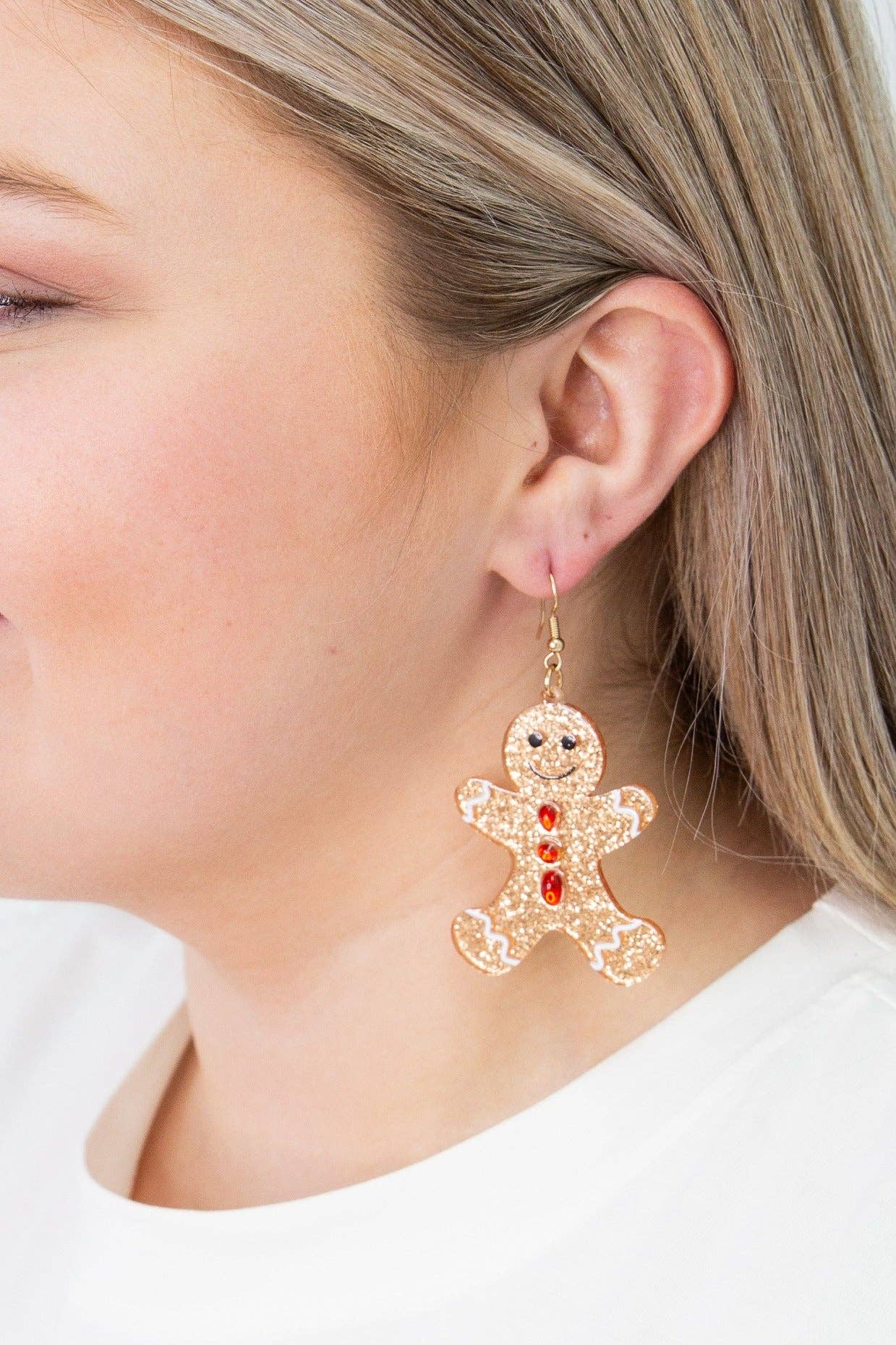 Glitter Gingerbread Man Earrings