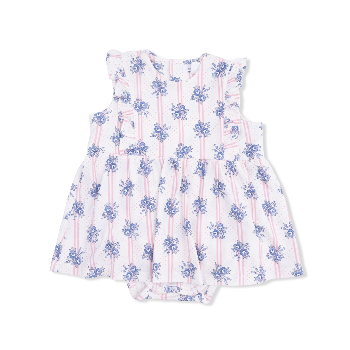 Angel Dear | Stripe Dot Roses - Ruffle Bodysuit Dress