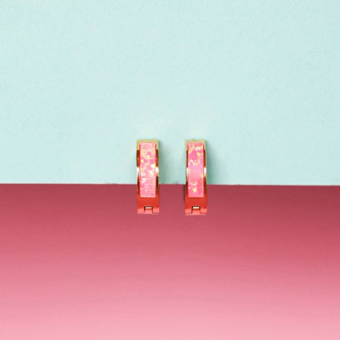 Pierced Co - Neon Pink Opal Huggies