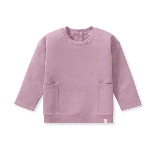 Knit Fleece Girls Drop Sleeve Sweatshirt - Mauve | organic cotton