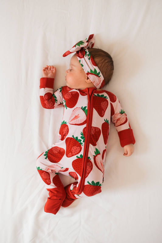 Berry Sweet (Strawberry) Baby Bamboo Zipper Romper