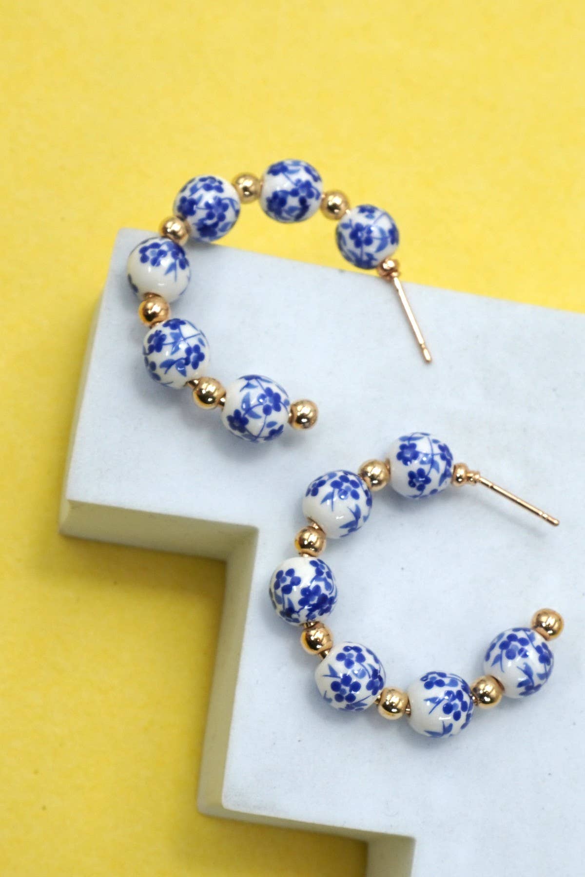 Floral Porcelain Hoop Earrings