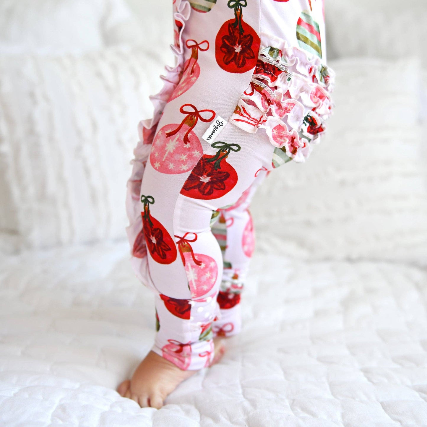 Kit Ornaments Ruffle Bamboo Zip Romper
