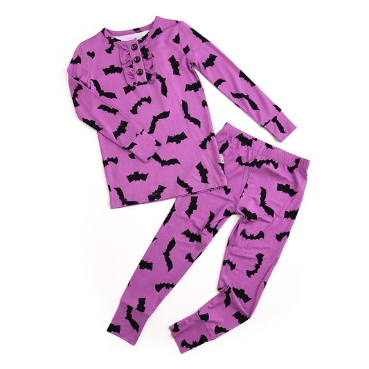 Echo Purple Bat Ruffle Two Piece Pajamas