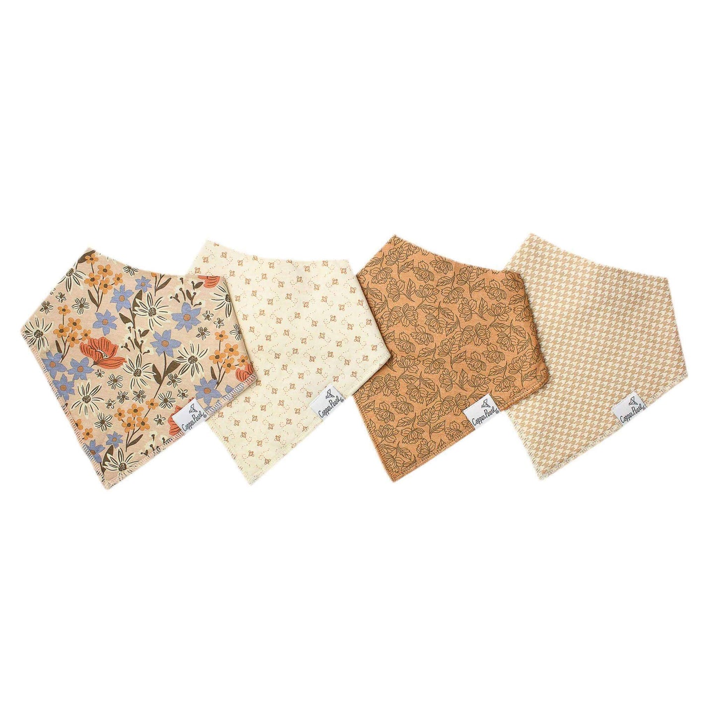 Copper Pearl | 4 Pack Baby Bandana Bibs - Eden