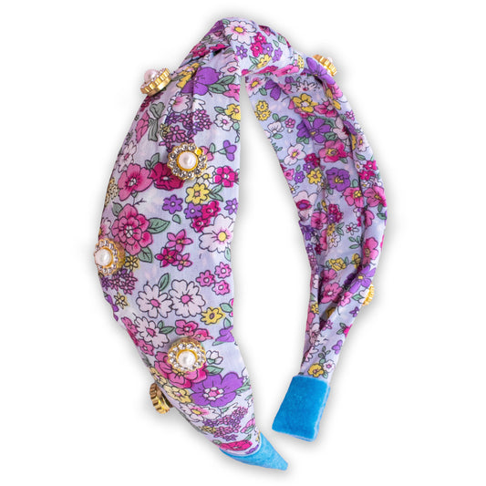 Embellished Floral Rhinestone Pearl Knot Headband