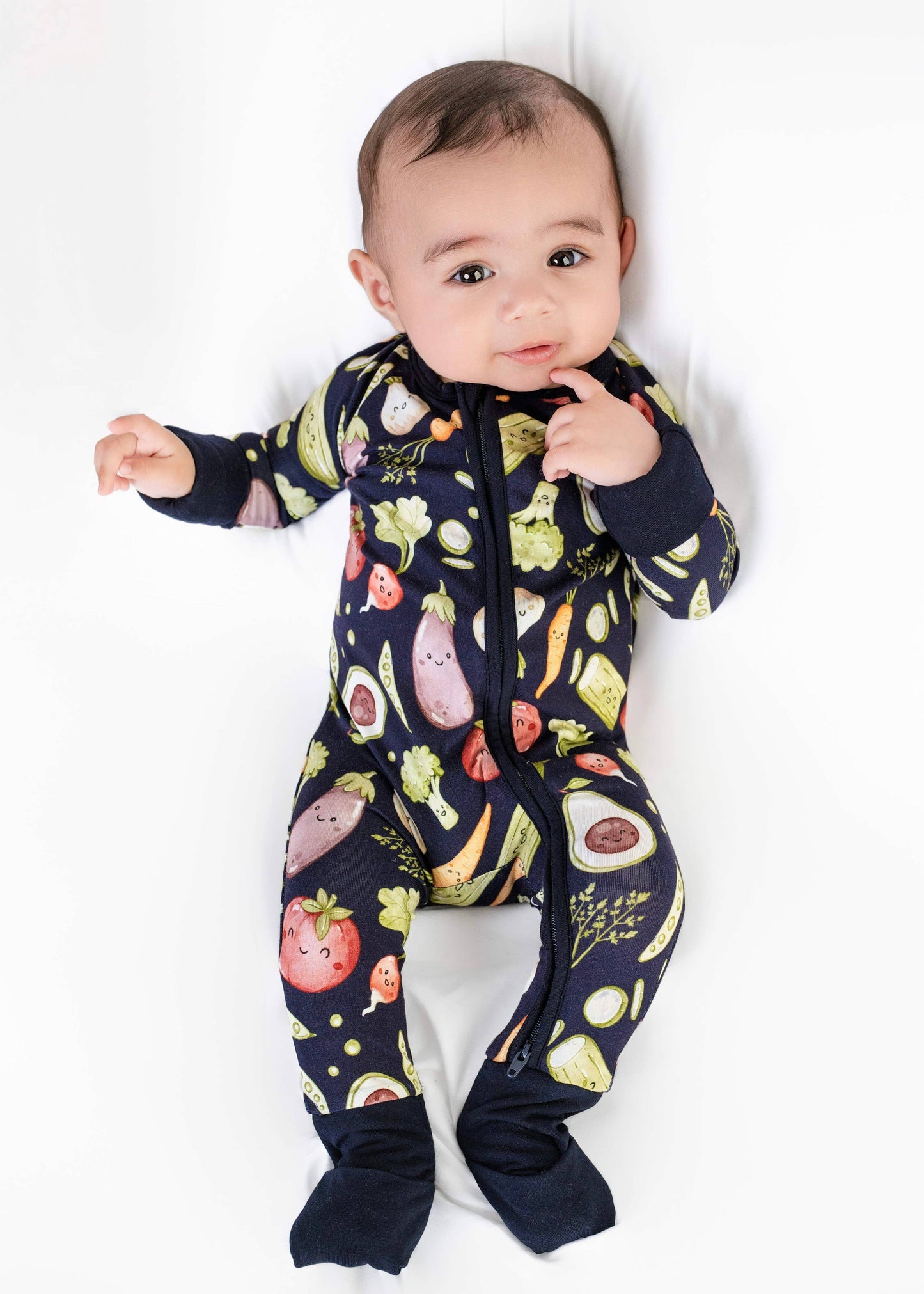 I Love You Veggie Much Baby Bamboo Zipper Romper Pajamas