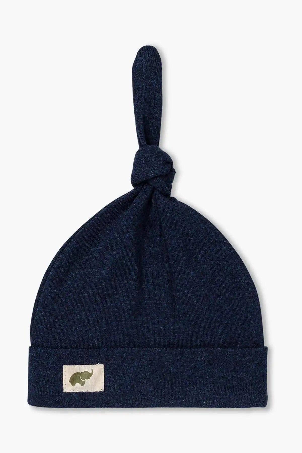 Navy Blue Heather Knot Hat | 100% Organic Cotton