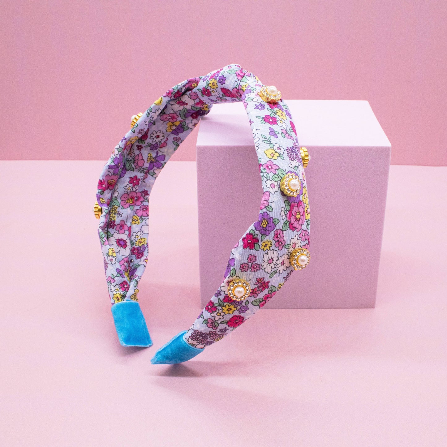 Embellished Floral Rhinestone Pearl Knot Headband