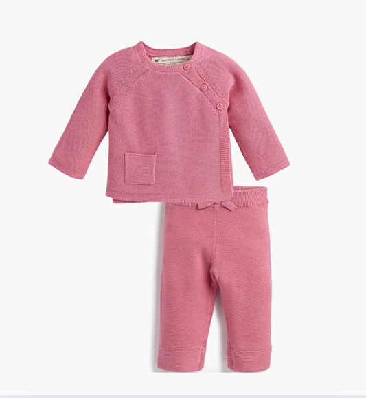 Baby Little Darling Knit Top + Bottom | Mauve Pink