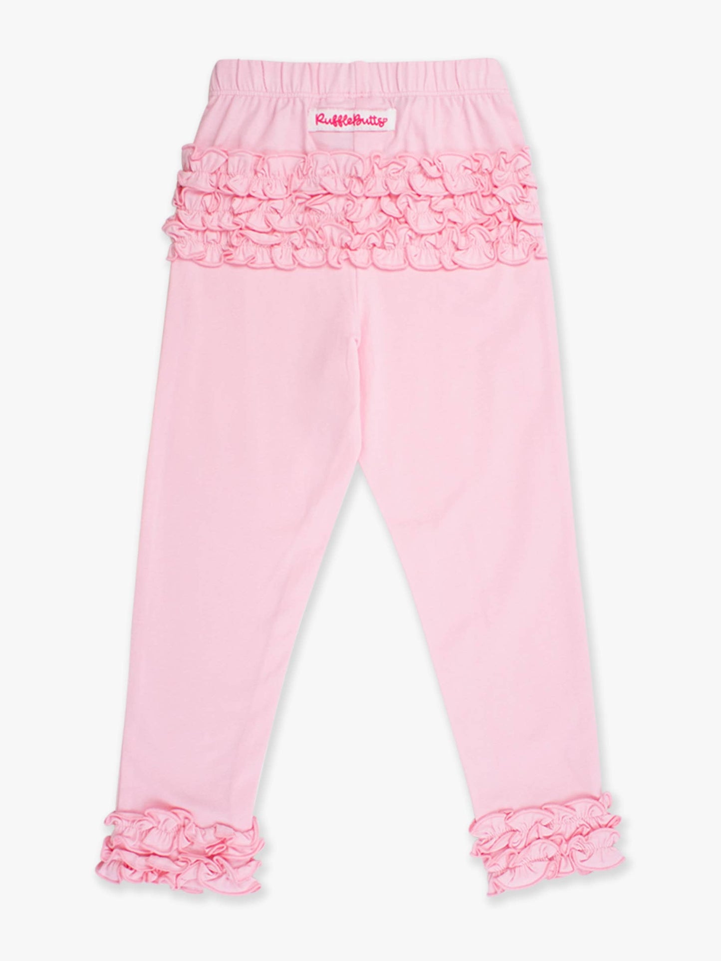 RuffleButts + RuggedButts - Toddler Girls Pink Classic Ruffle Leggings with Signature Rear Ruffles