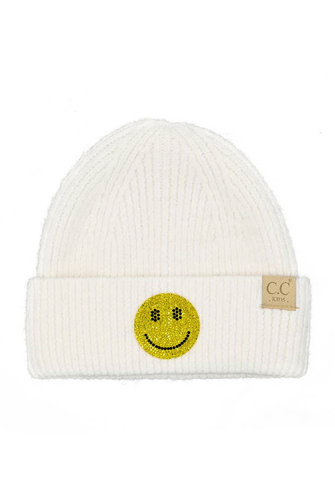 C.C Kids Smile Face Rhinestone Beanie