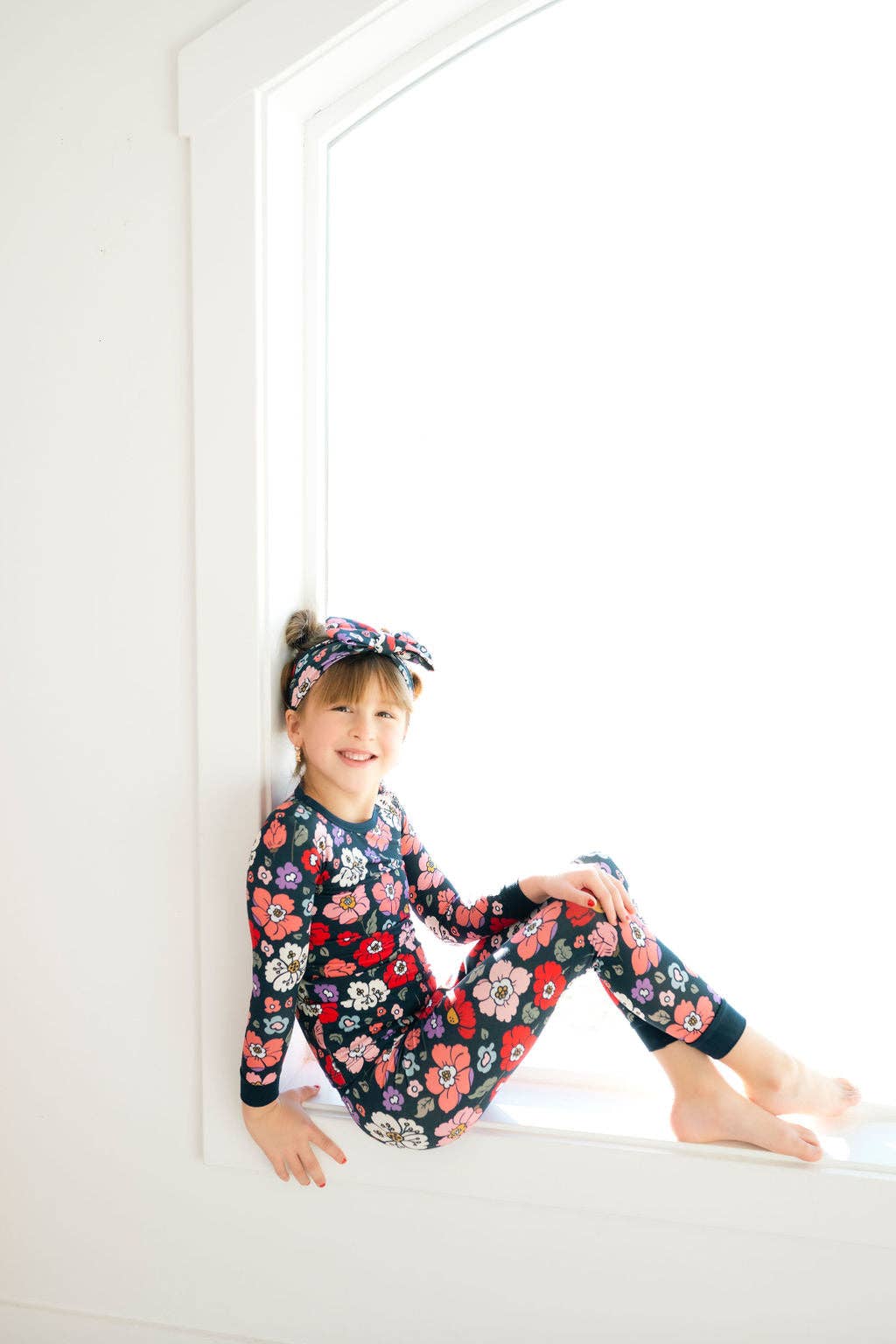 Midnight Meadow Long Sleeve Kids Bamboo Pajamas Set