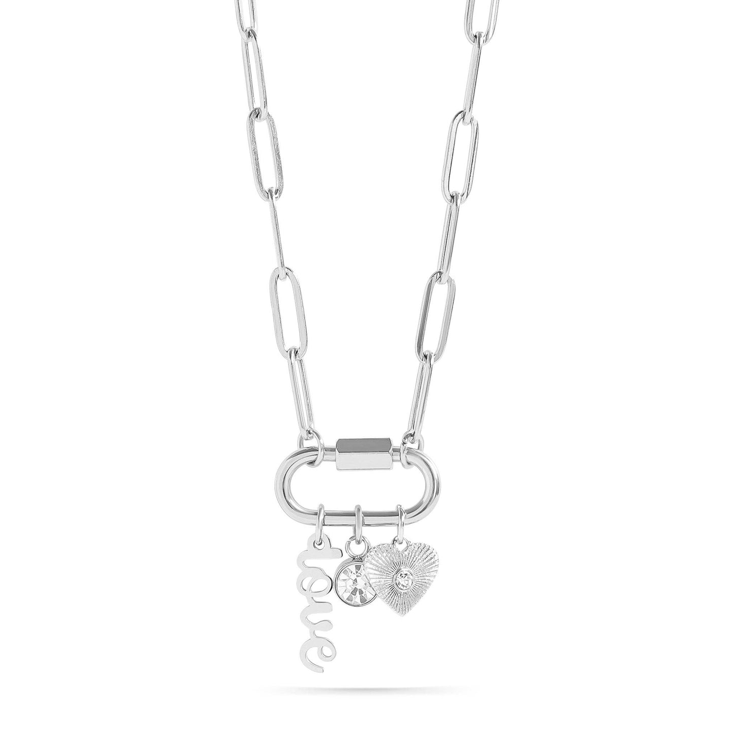 Gold Carabiner "Love" Paperclip Charm Necklace
