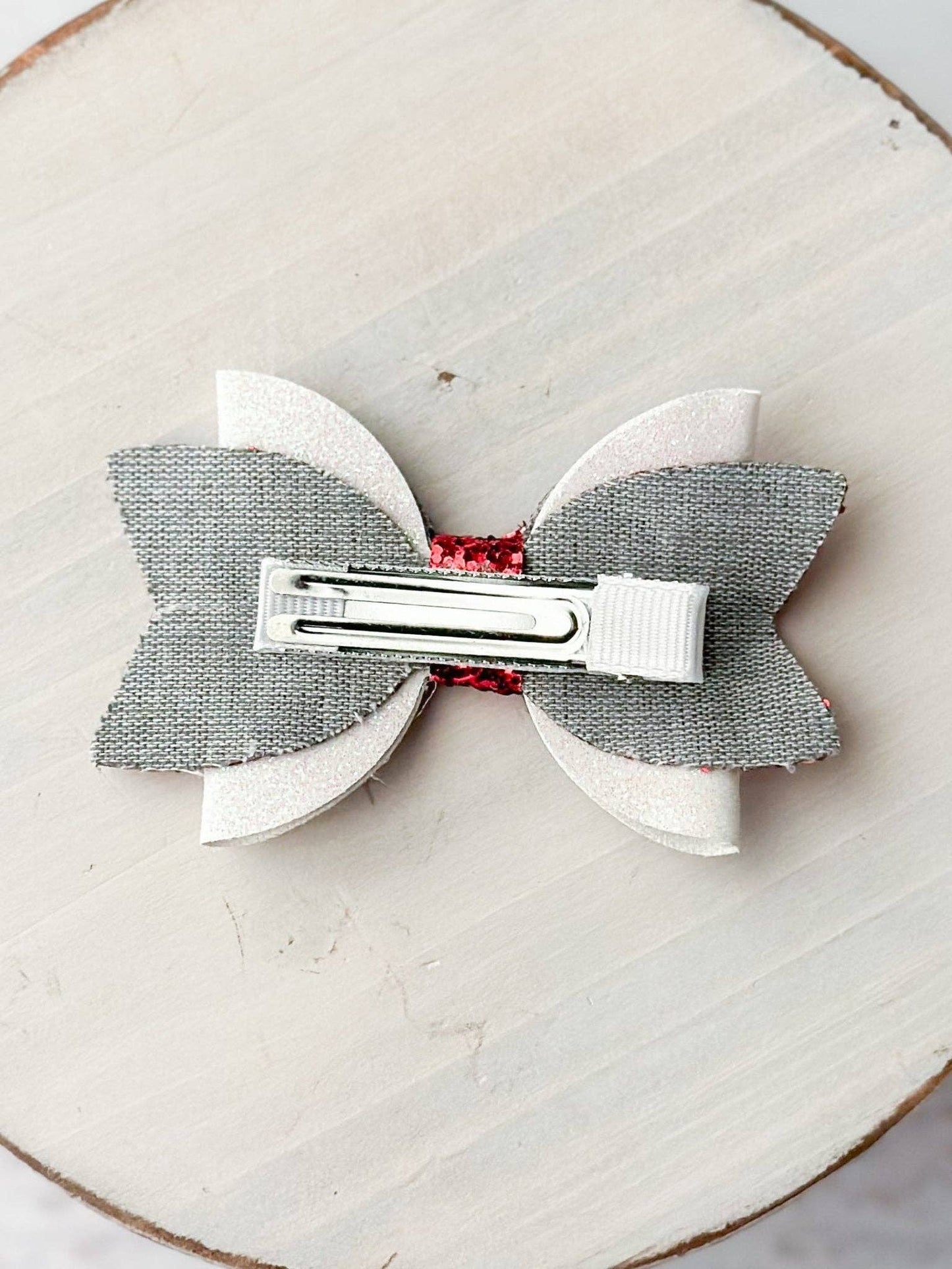 Glittery Stars Patriotic Bow Clippie