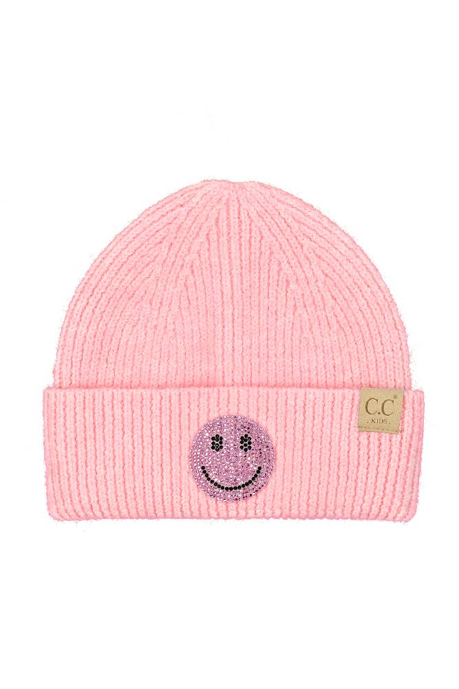 C.C Kids Smile Face Rhinestone Beanie