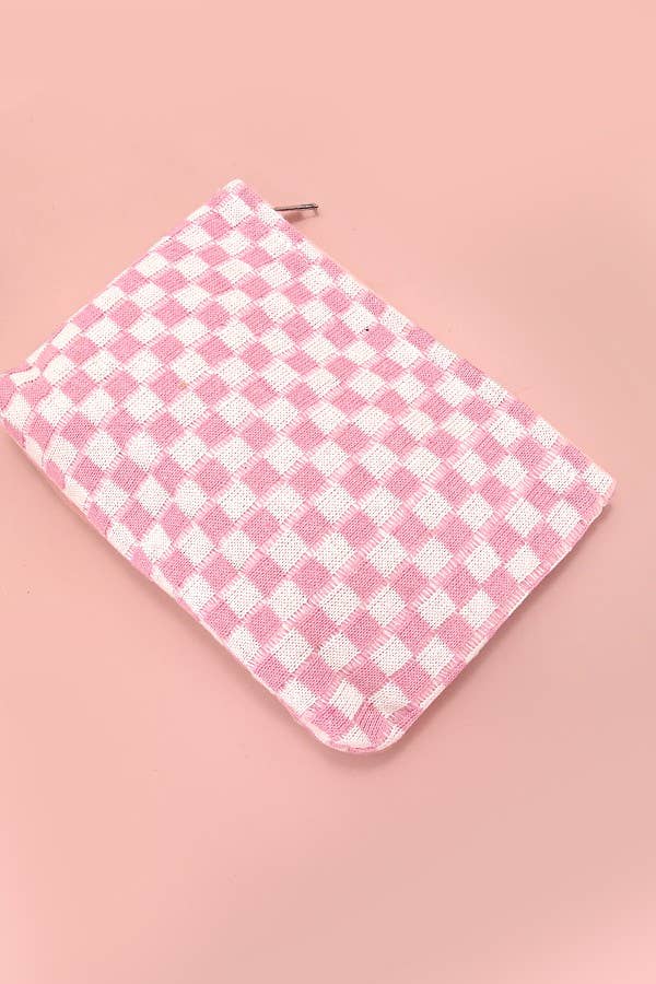 Checkered Cosmetic Makeup Bag