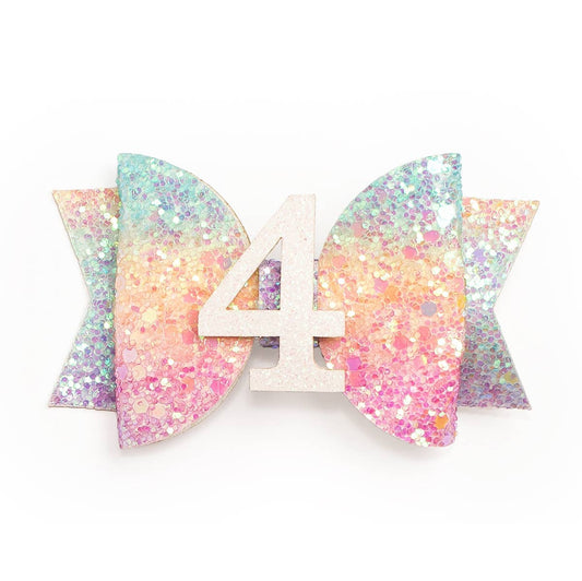 Sweet Wink - Pastel Rainbow Bow #4 Clip - Kids Birthday Hair Clip