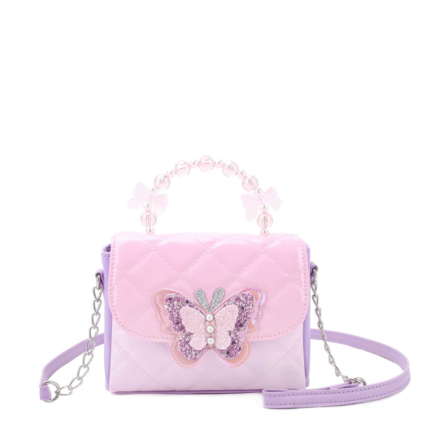 OMG Accessories - Quilted Mini Flap Crossbody with Beaded Handle