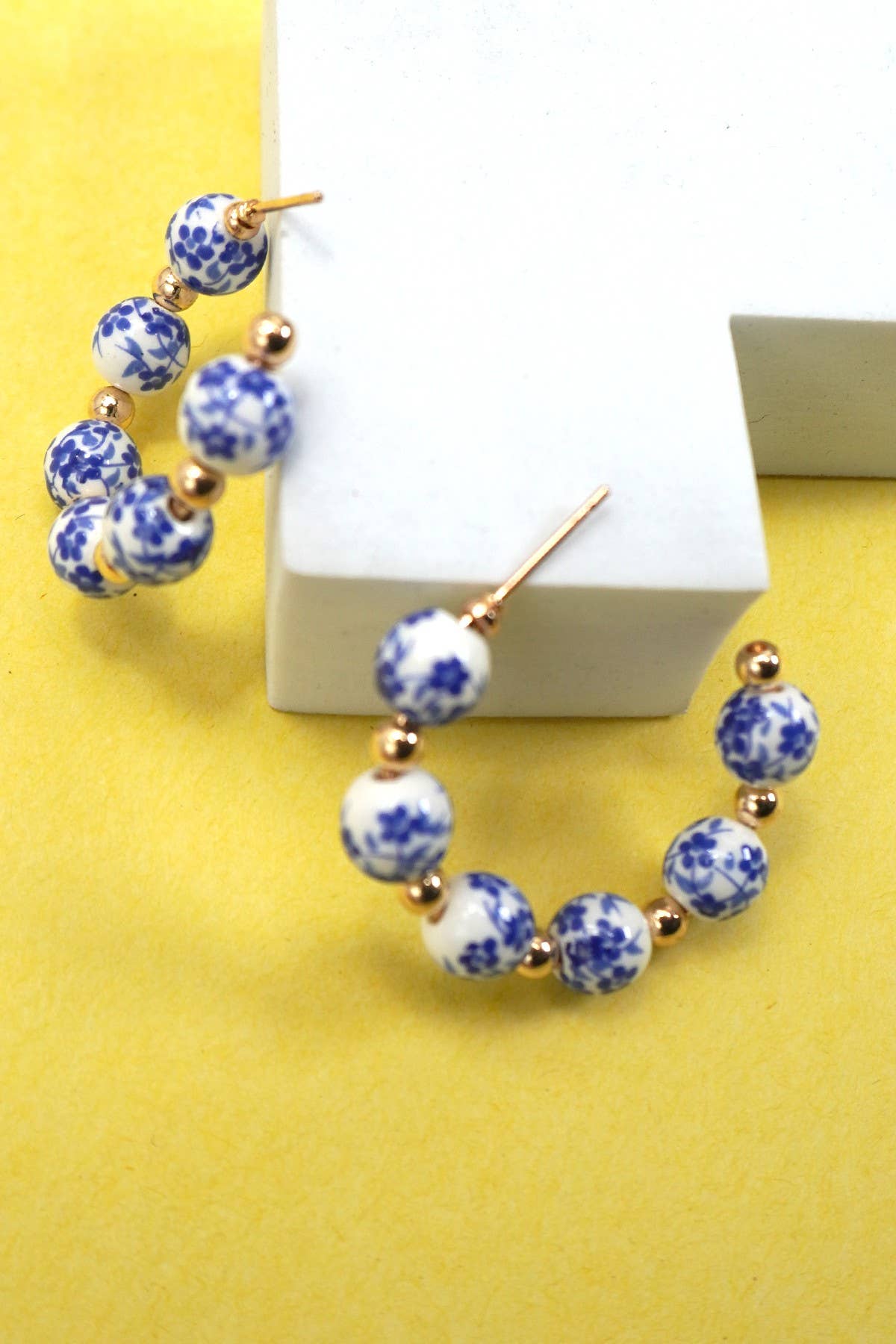 Floral Porcelain Hoop Earrings