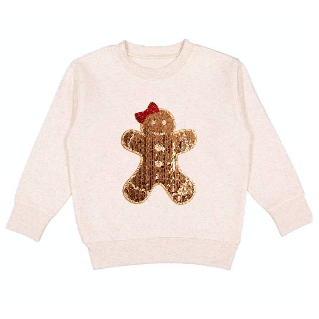 Girls Gingerbread Sequin Patch Christmas Sweatshirt