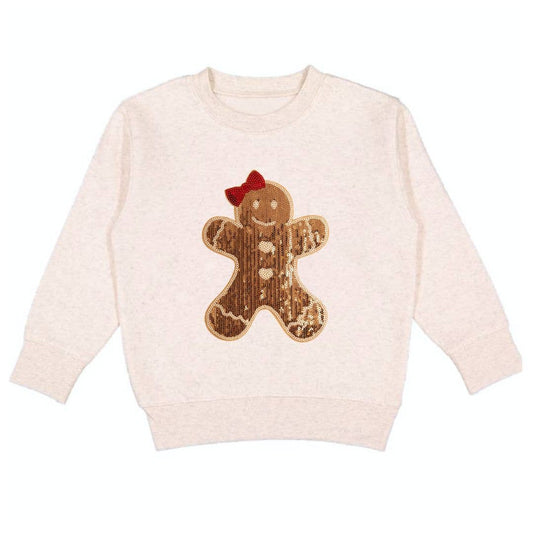 Girls Gingerbread Sequin Patch Christmas Sweatshirt