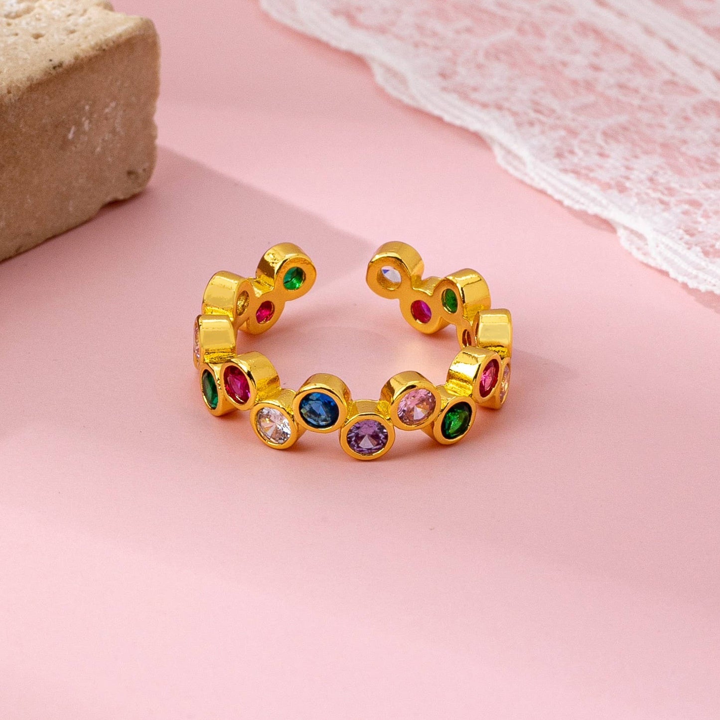 Multicolor Gemstone Beaded Ring