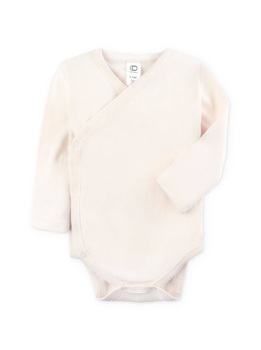 Colored Organics - Organic Baby Long Sleeve Classic Kimono Bodysuit - Natural