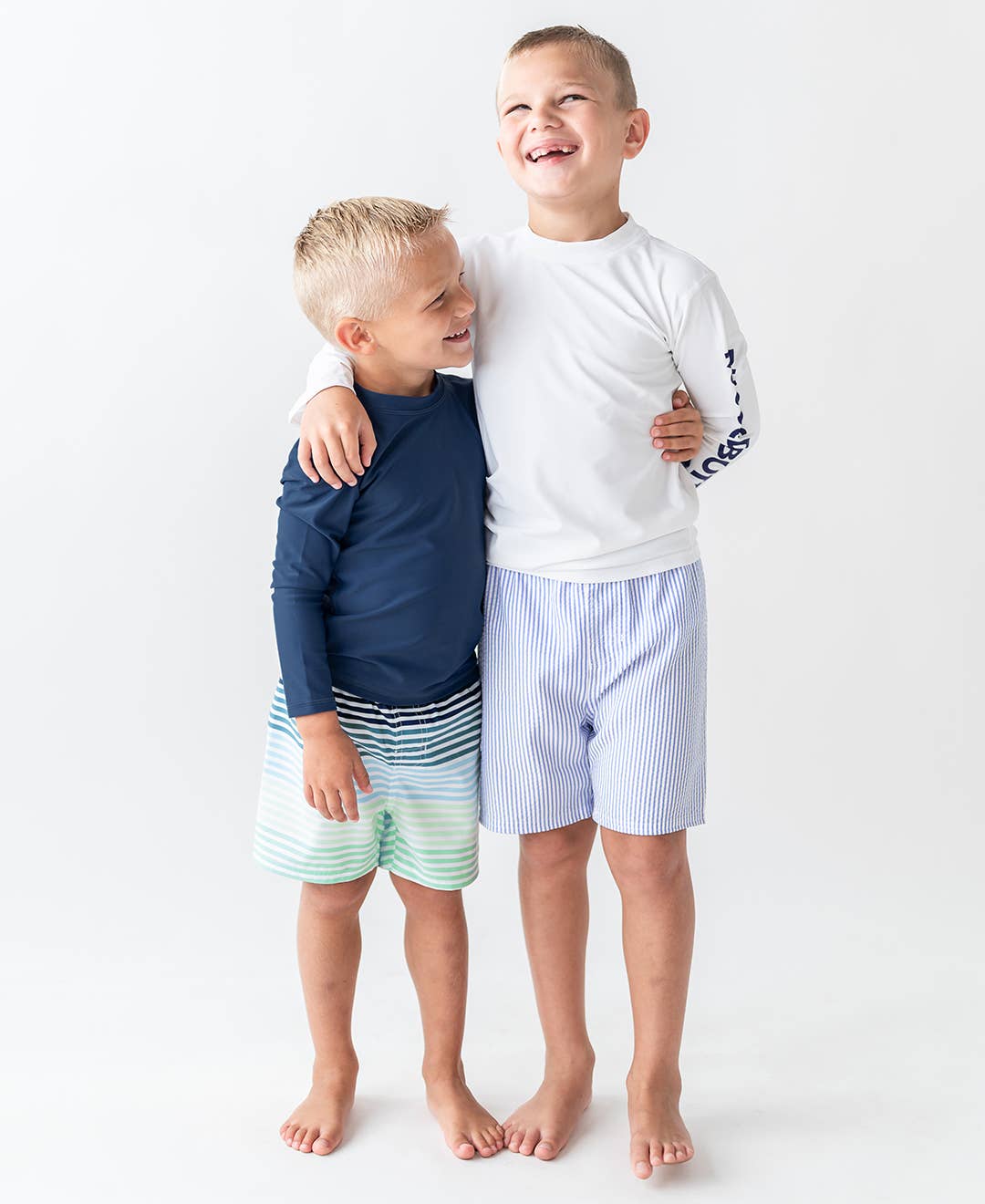 Periwinkle Blue Seersucker Swim Trunks